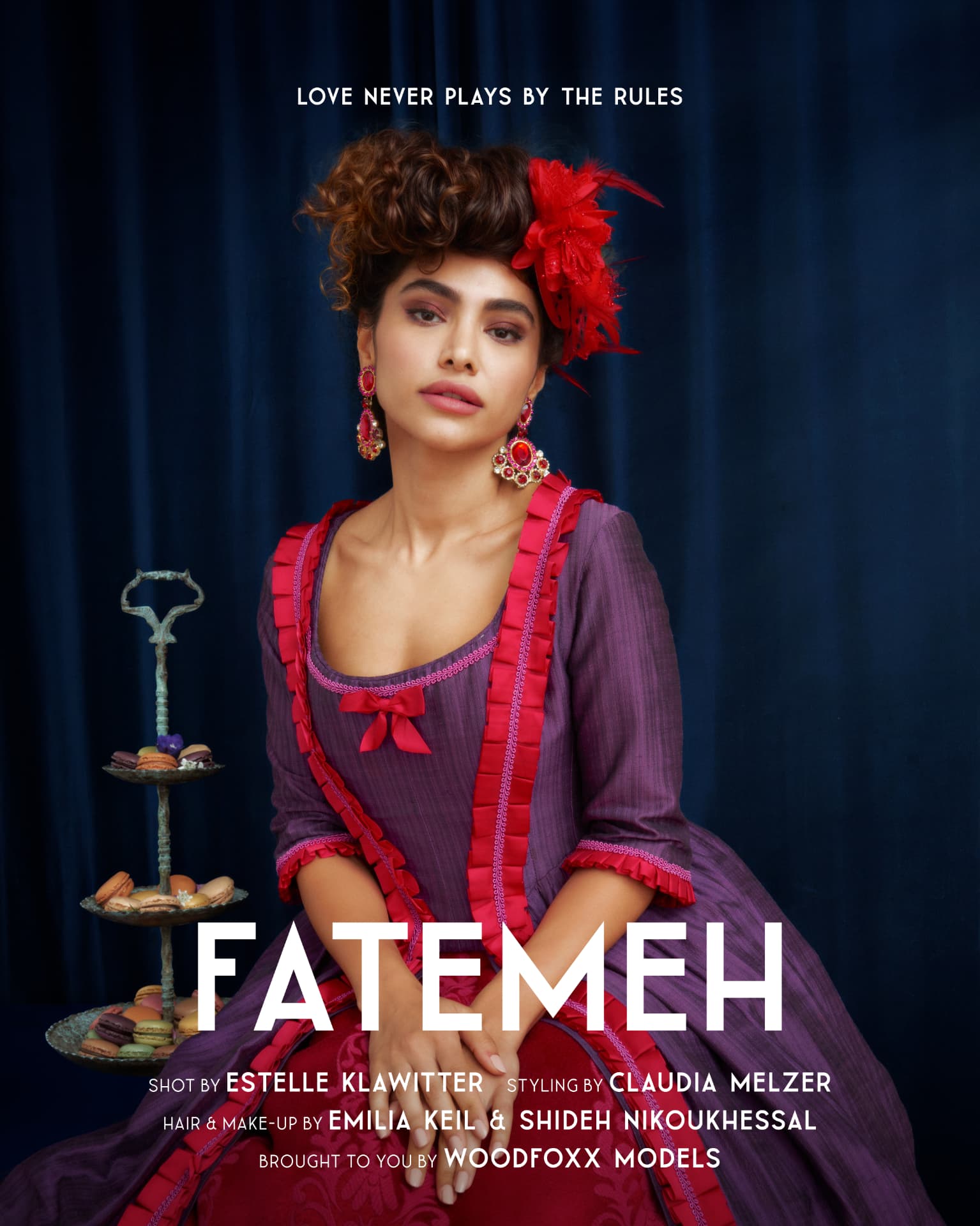 Femy Malekian im roten Kleid, Poster-Editorial